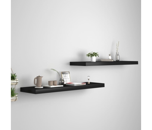 Estantes flotantes de pared 2 uds MDF negro 90x23,5x3,8 cm