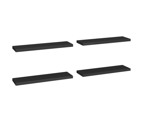 vidaXL Estantes flotantes de pared 4 uds MDF negro 90x23,5x3,8 cm