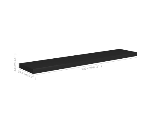 Estante flotante de pared MDF negro 120x23,5x3,8 cm