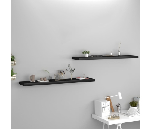 Estantes flotantes de pared 2 uds MDF negro 120x23,5x3,8 cm