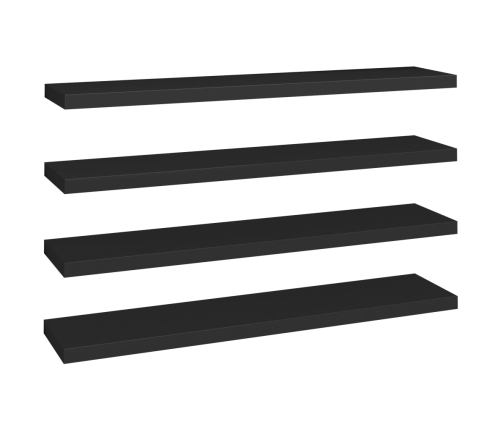 Estantes flotantes de pared 4 uds MDF negro 120x23,5x3,8cm