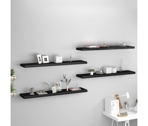 Estantes flotantes de pared 4 uds MDF negro 120x23,5x3,8cm