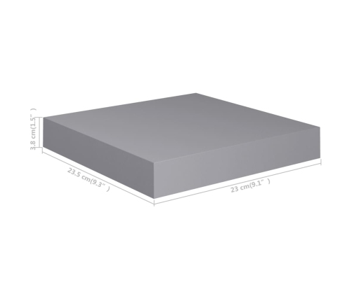 Estante flotante de pared MDF gris 23x23,5x3,8 cm