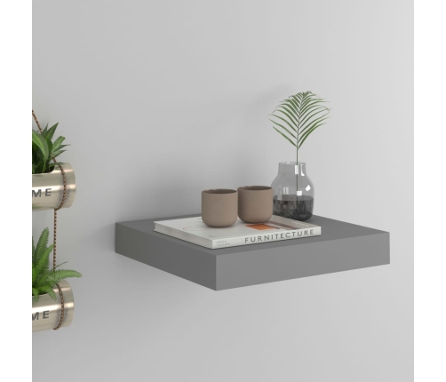 Estante flotante de pared MDF gris 23x23,5x3,8 cm