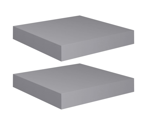 Estantes flotantes de pared 2 uds MDF gris 23x23,5x3,8 cm