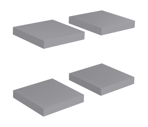 Estantes flotantes de pared 4 uds MDF gris 23x23,5x3,8 cm