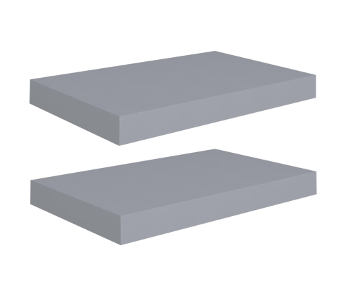 vidaXL Estantes flotantes de pared 2 uds MDF gris 40x23x3,8 cm