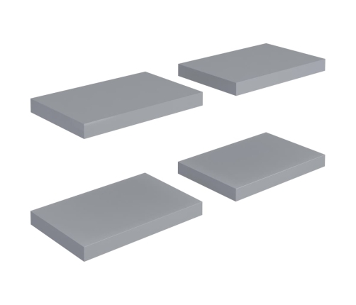 Estantes flotantes de pared 4 uds gris MDF 40x23x3,8 cm