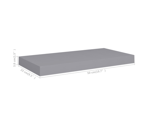 Estante flotante de pared MDF gris 50x23x3,8 cm