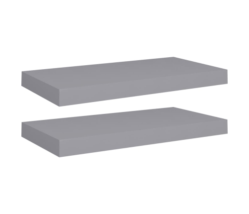 Estantes flotantes de pared 2 uds MDF gris 50x23x3,8 cm