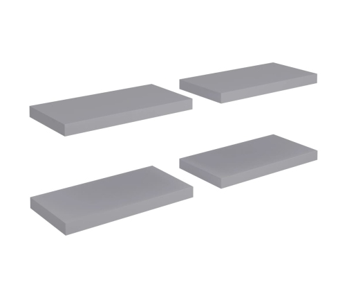 Estantes flotantes de pared 4 uds MDF gris 50x23x3,8 cm