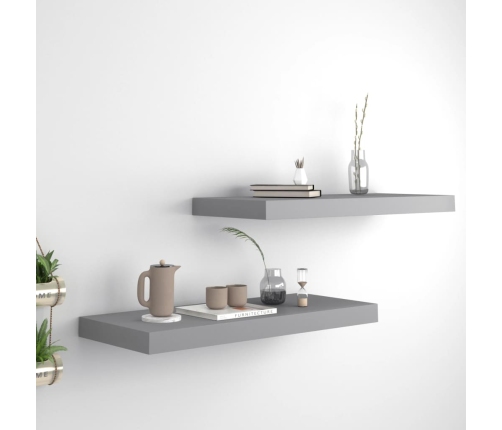 vidaXL Estante flotante pared 2 uds gris MDF 60x23,5x3,8 cm