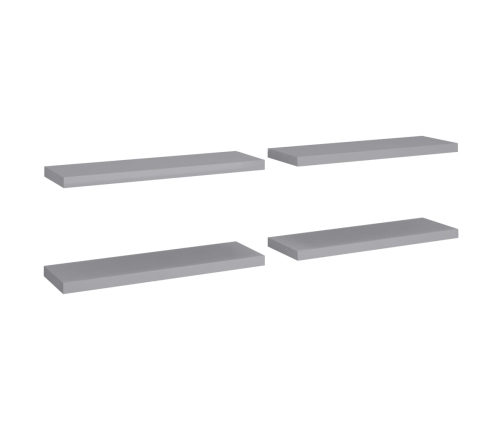 vidaXL Estantes flotantes de pared 4 uds MDF gris 80x23,5x3,8 cm