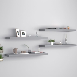 Estantes flotantes de pared 4 uds MDF gris 80x23,5x3,8 cm