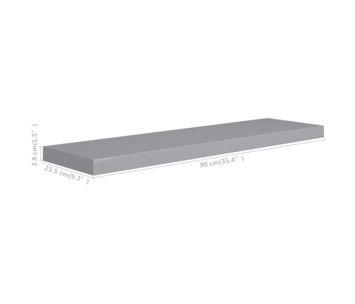 vidaXL Estantes flotantes de pared 4 uds MDF gris 90x23,5x3,8 cm