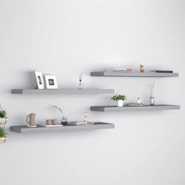 Estantes flotantes de pared 4 uds MDF gris 90x23,5x3,8 cm