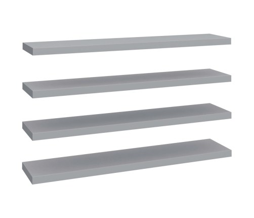 Estantes flotantes pared 4 MDF gris 120x23,5x3,8 cm