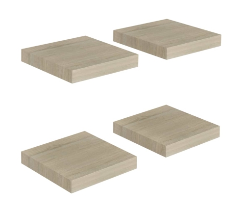 Estantes flotantes de pared 4 uds MDF roble 23x23,5x3,8 cm