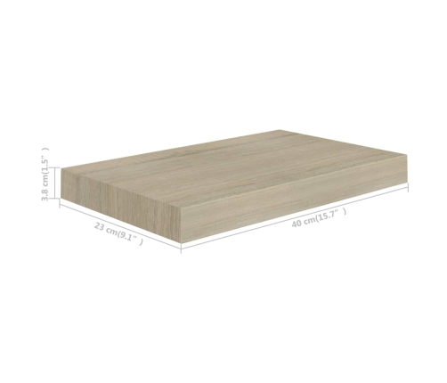 Estante flotante de pared MDF color roble 40x23x3,8 cm