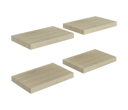 Estantes flotantes de pared 4 uds MDF roble 40x23x3,8 cm