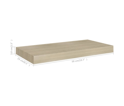 Estante flotante de pared MDF color roble 50x23x3,8 cm