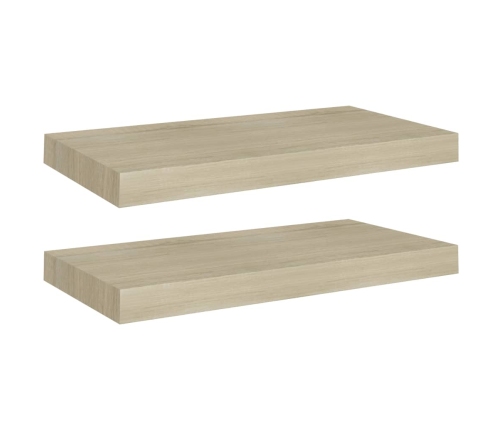 Estantes flotantes de pared 2 uds MDF roble 50x23x3,8 cm