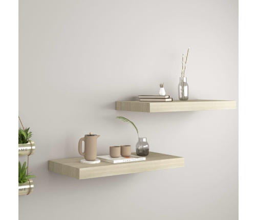 Estantes flotantes de pared 2 uds MDF roble 50x23x3,8 cm