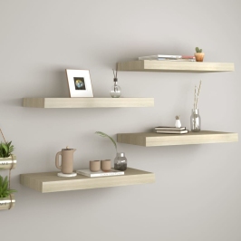 Estante flotante de pared 4 uds MDF roble 60x23,5x3,8 cm