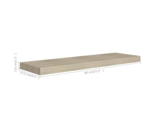 vidaXL Estante flotante de pared MDF color roble 80x23,5x3,8 cm