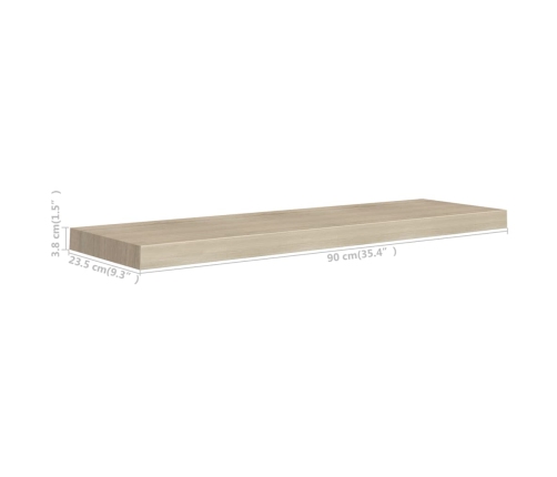 vidaXL Estante flotante de pared MDF roble 90x23,5x3,8 cm