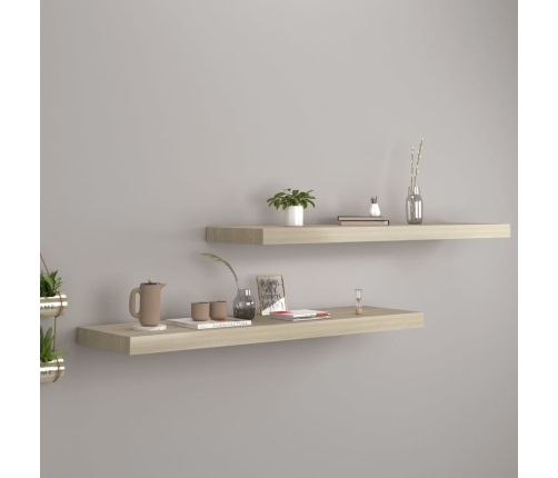 Estantes flotantes de pared 2 uds MDF roble 90x23,5x3,8 cm