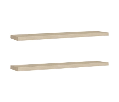 Estantes flotantes pared 2 uds color roble MDF 120x23,5x3,8cm