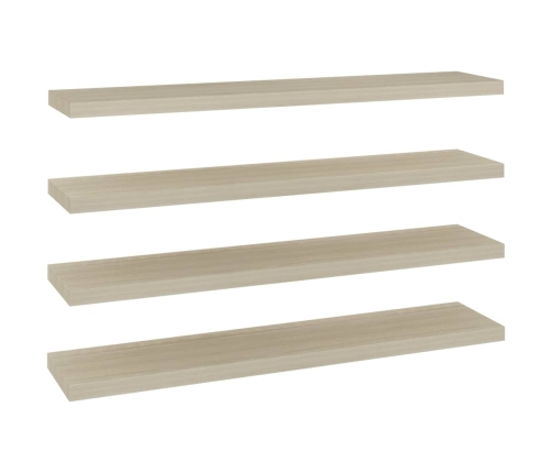 Estantes flotantes pared 4 uds MDF color roble 120x23,5x3,8 cm