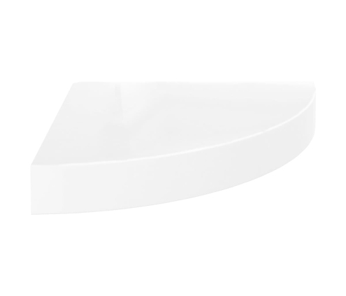 Estante flotante de esquina MDF blanco brillo 25x25x3,8 cm