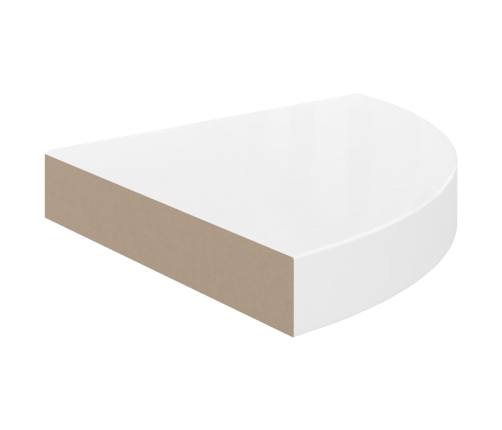 Estante flotante de esquina MDF blanco brillo 25x25x3,8 cm