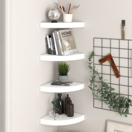 Estante flotante de pared 4 uds MDF blanco brillo 25x25x3,8 cm