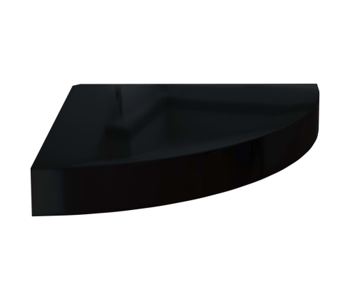 Estante flotante de esquina MDF negro brillo 25x25x3,8 cm