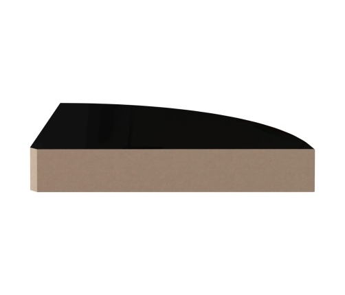 Estante flotante de esquina MDF negro brillo 25x25x3,8 cm