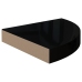 Estantes flotantes esquina 2 uds MDF negro brillo 25x25x3,8 cm