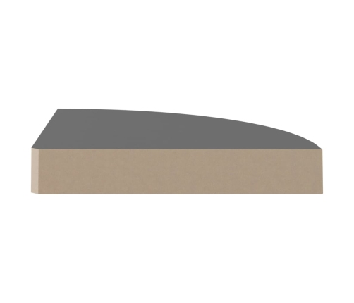 Estante flotante de pared 2 uds MDF gris brillo 25x25x3,8 cm