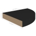 Estante flotante de esquina MDF negro 25x25x3,8 cm