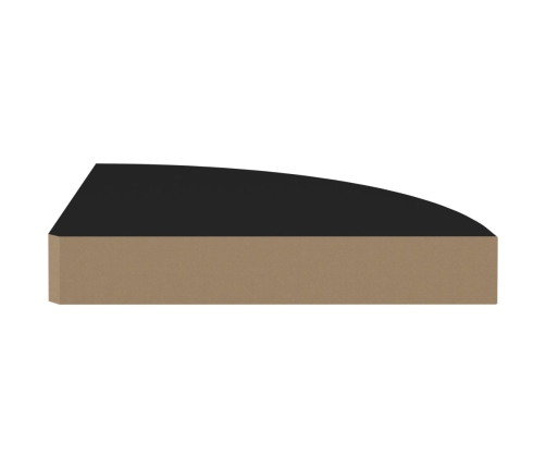 Estante flotante de esquina 2 uds MDF negro 25x25x3,8 cm