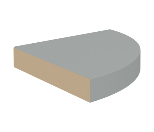 Estante flotante de esquina MDF gris 25x25x3,8 cm