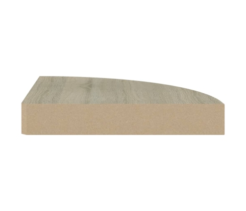 vidaXL Estantes flotantes de esquina 2 uds MDF roble 25x25x3,8 cm