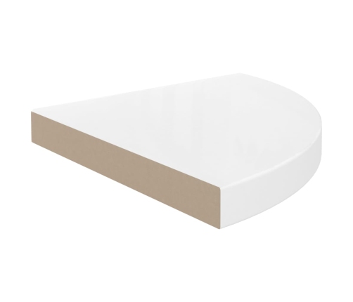 vidaXL Estante flotante de esquina MDF blanco brillo 35x35x3,8 cm