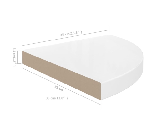 Estante flotante de pared 2 uds MDF blanco brillo 35x35x3,8 cm