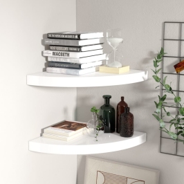 Estante flotante de pared 2 uds MDF blanco brillo 35x35x3,8 cm