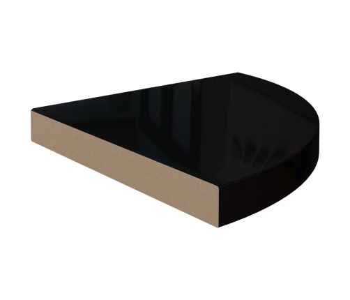 vidaXL Estante flotante de esquina negro brillante MDF 35x35x3,8 cm