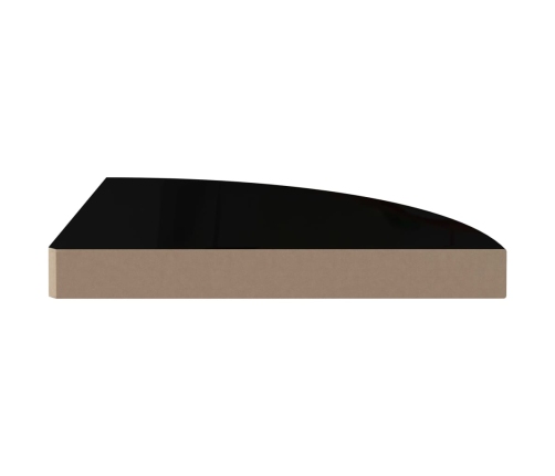 Estantes flotantes esquina 4 uds MDF negro brillo 35x35x3,8 cm