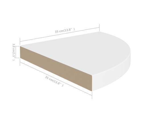 Estante flotante de esquina MDF blanco 35x35x3,8 cm